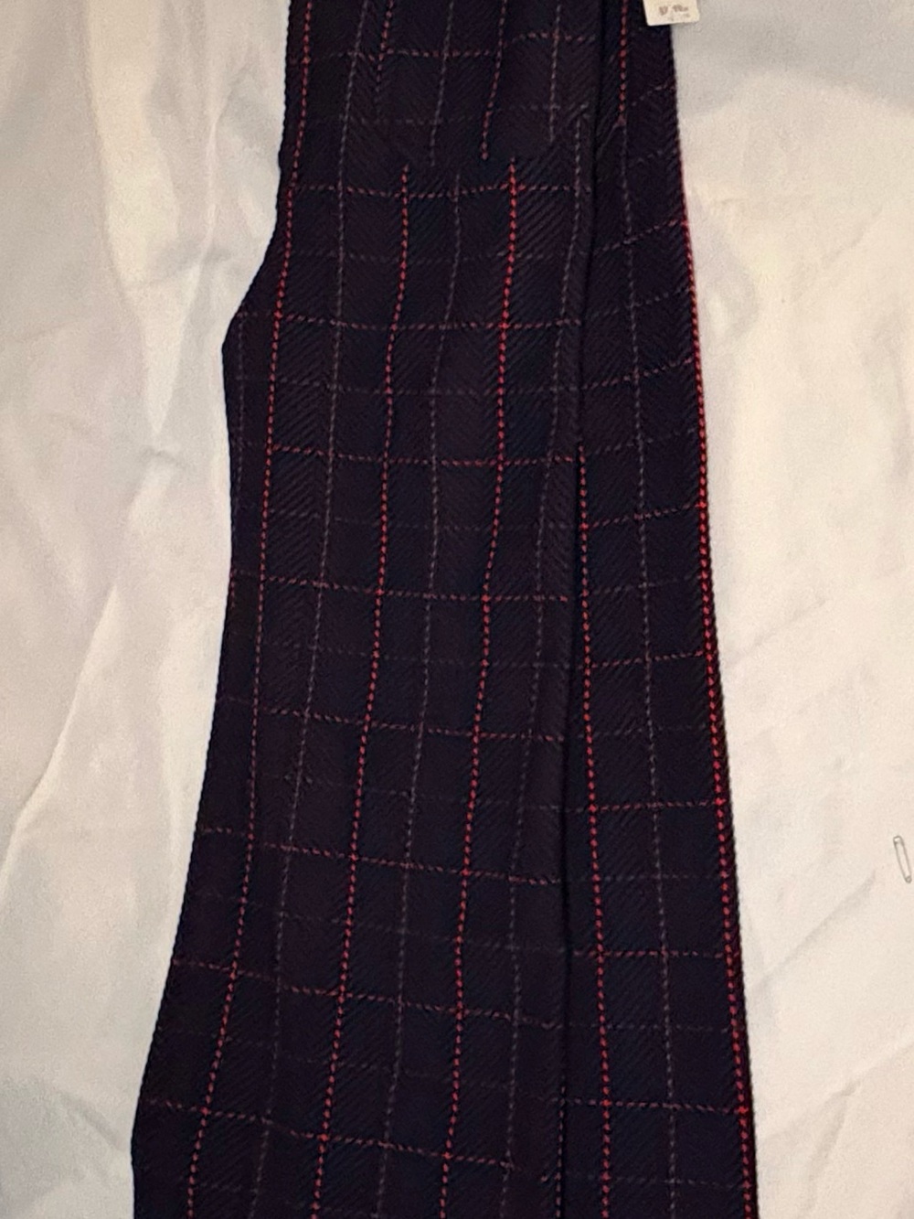 Navy Plaid Tailored Pants with Red Windowpane - Picture 4 of 5